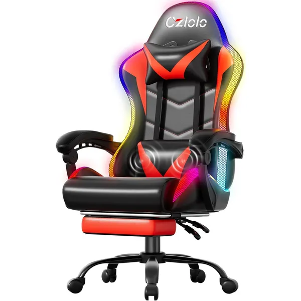 Czlolo RGB LED Gaming Chair, Red