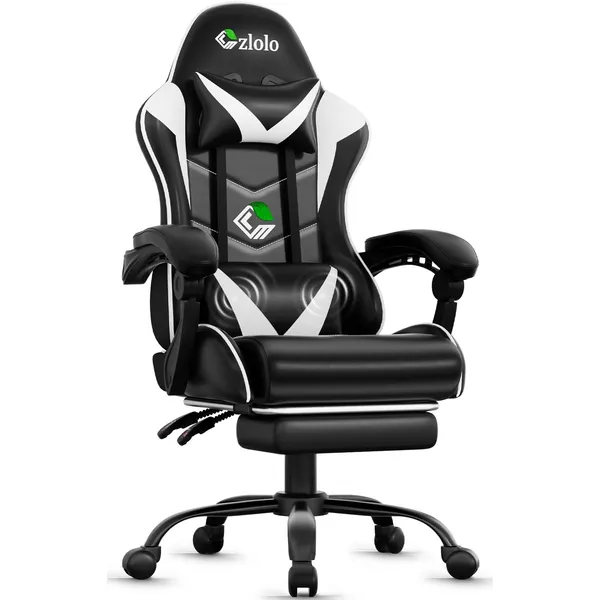 Czlolo Classic Footrest Gaming Chair, White
