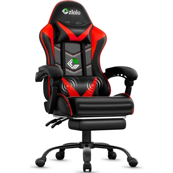 Czlolo Classic Footrest Gaming Chair, Red