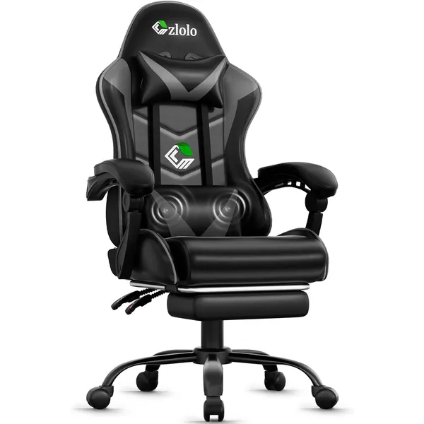 Czlolo Classic Footrest Gaming Chair, Grey