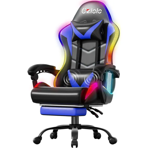 Czlolo Silla gaming LED RGB, Azul